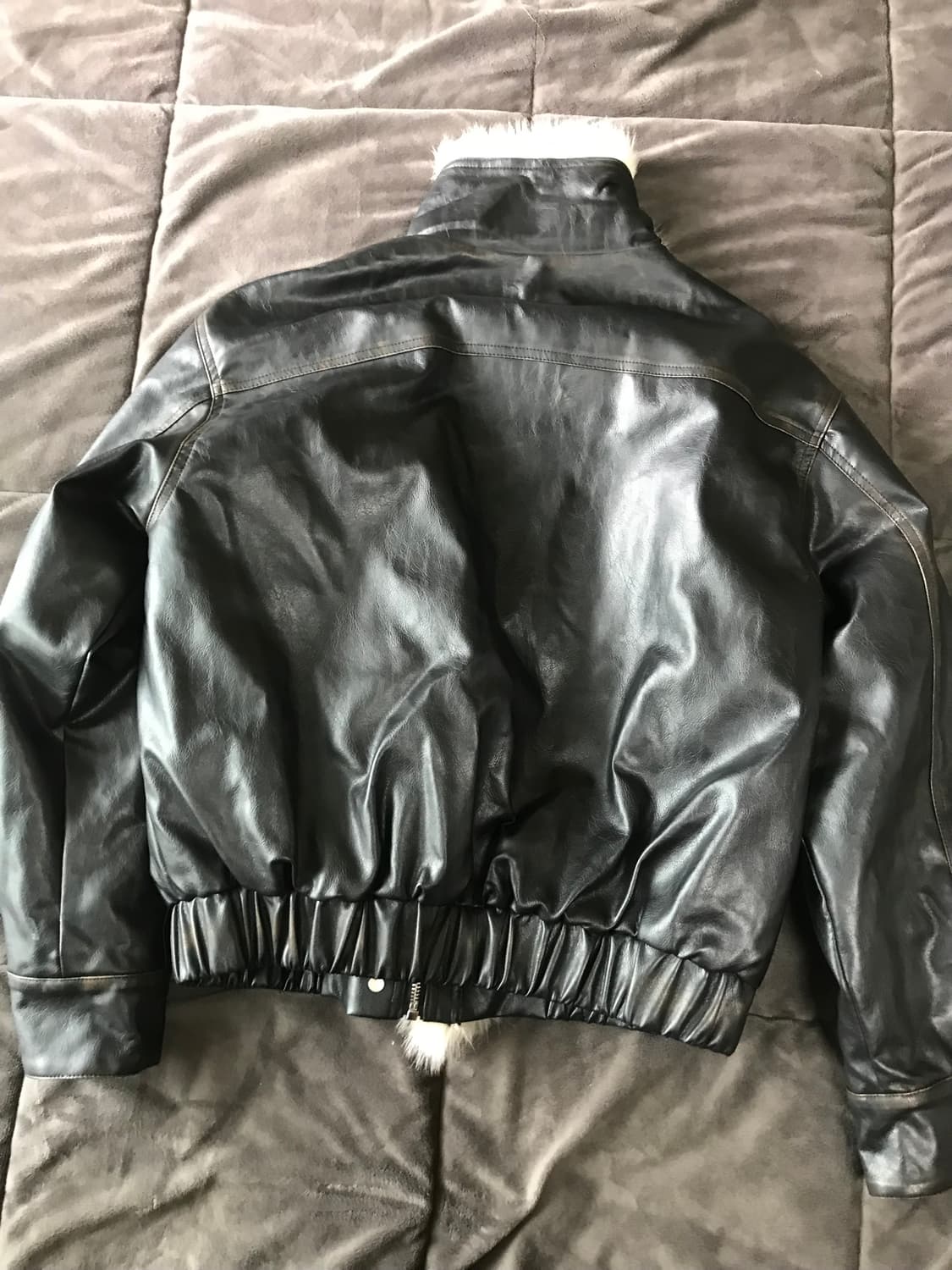 러프넥 레더 무스탕 자켓 상품이미지2