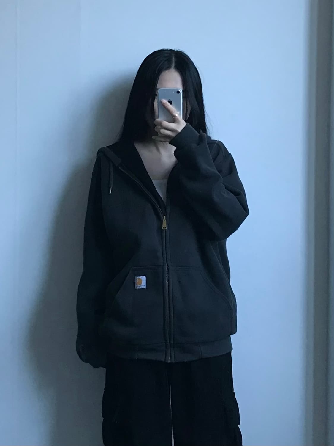 칼하트 지수로고 차콜 써멀 후드집업 상품이미지1