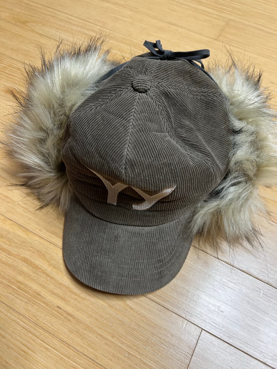 오픈와이와이 openyy 퍼 코듀로이 이어플랩 볼캡 모자 카키 상품이미지2