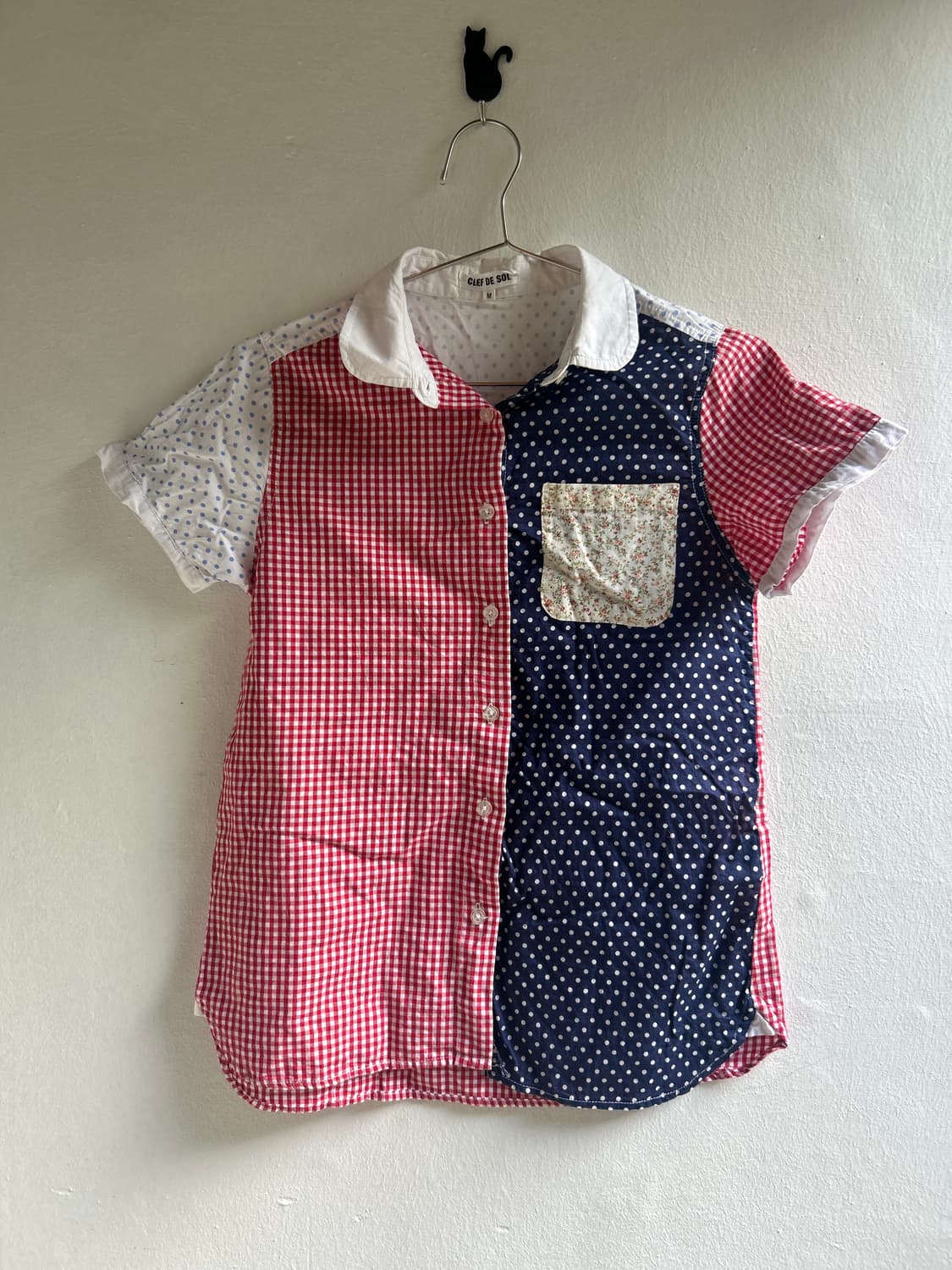 땡땡이 패치워크 셔츠 상품이미지1