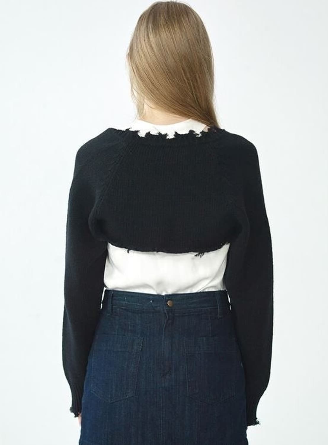 더오픈프로덕트 오픈와이와이 니트 볼레로 가디건 블랙 상품이미지2