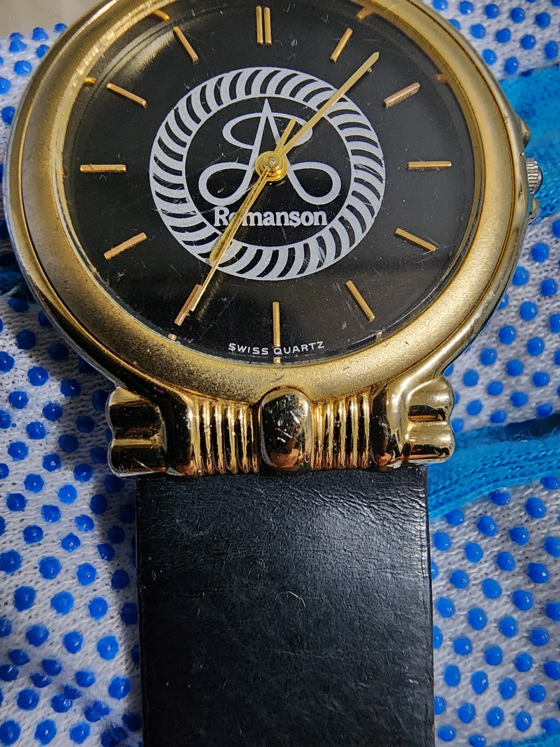 빈티지 로만손 골드 블랙 가죽 시계 상품이미지8