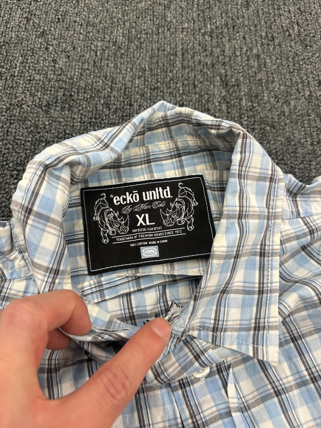 XL) ECKO UNLTD 빈티지 프린팅 오버핏 체크셔츠 상품이미지6