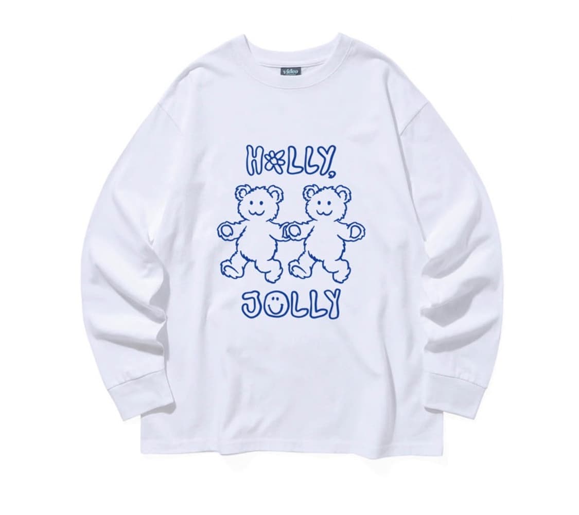 비디오자키 video jockey 좋아좋아 기분좋아 LS티셔츠 화이트 상품이미지1