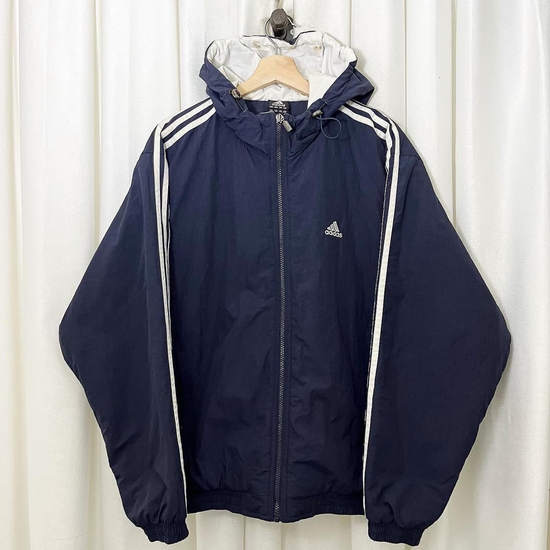 아디다스 네이비 화이트 삼선 후드 점퍼 상품이미지1