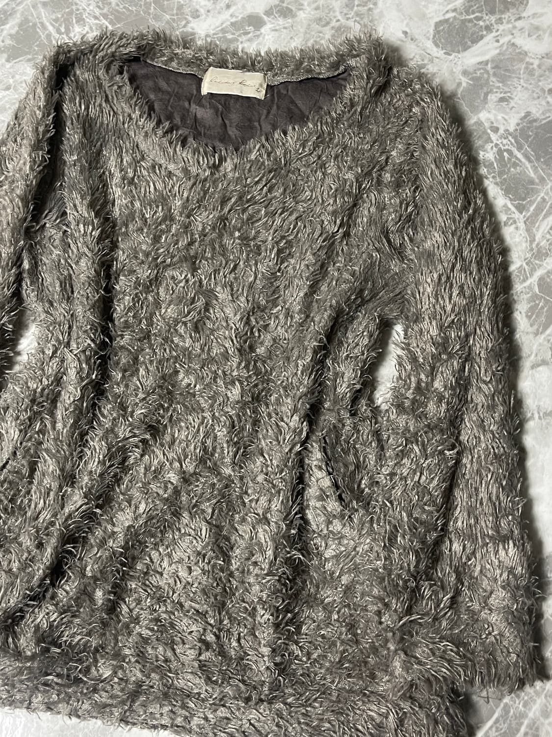 (Japanese vintage)fur round pocket knit 상품이미지2