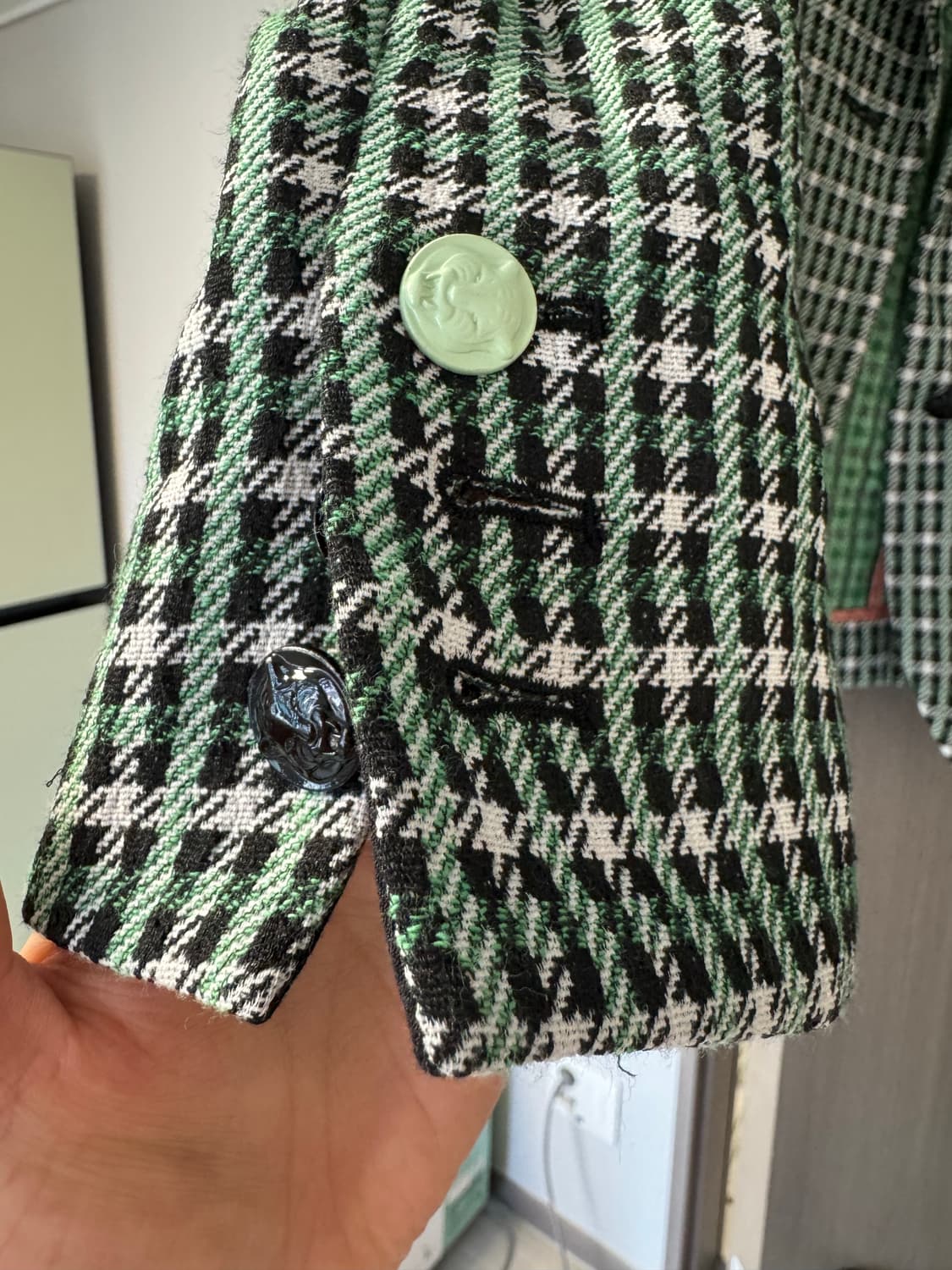 메종 드 메이어(MAISON DE MAYER) 그린 체크 배색 자켓 M사 상품이미지6