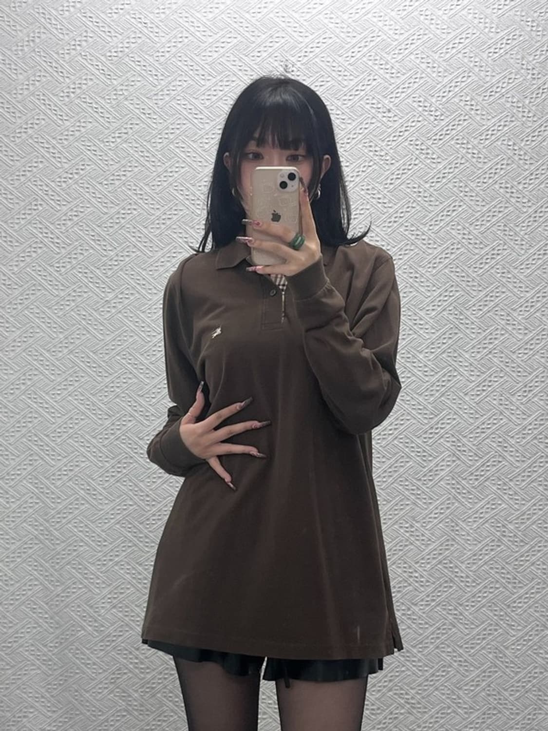 버버리 빈티지 캐주얼 초코브라운 PK 카라 롱슬리브 S C11876 상품이미지1