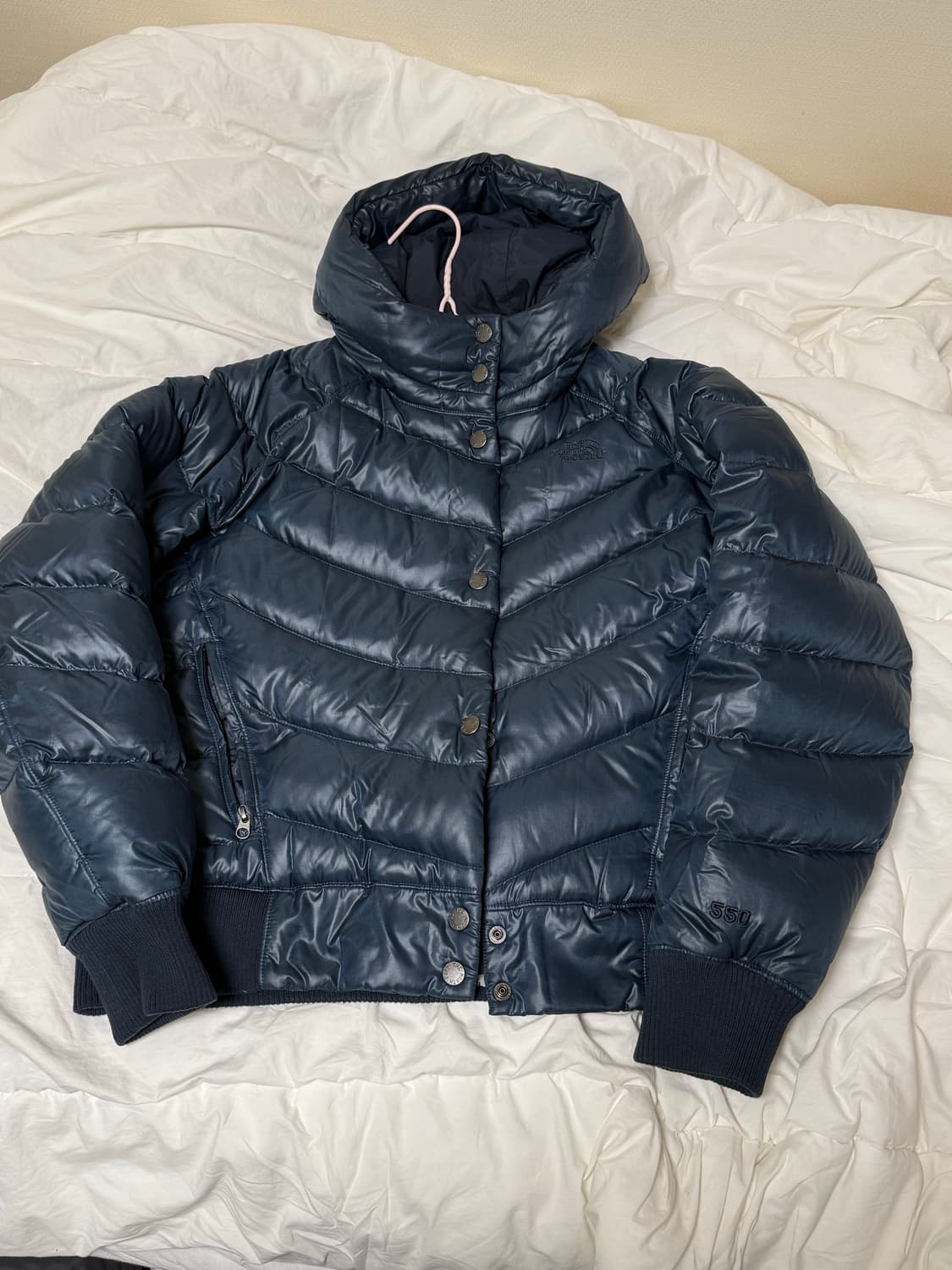 여L) 노스페이스 후드 패딩 펄 블루 구스다운 550 상품이미지1