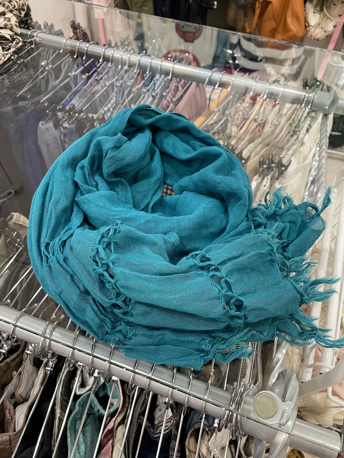 Teal Fringed Scarf 상품이미지1