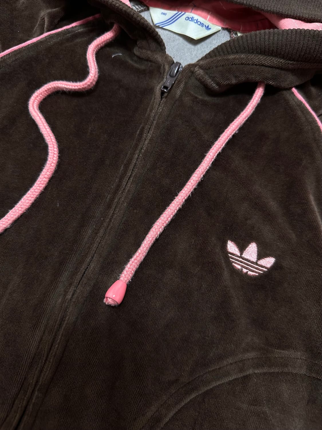 아디다스 브라운 핑크 벨벳 후드집업 상품이미지4
