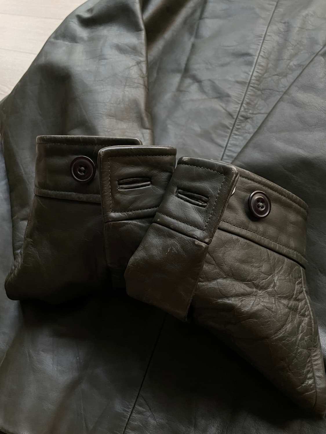 90s 올드갭 레더 자켓 다크 그린 상품이미지9