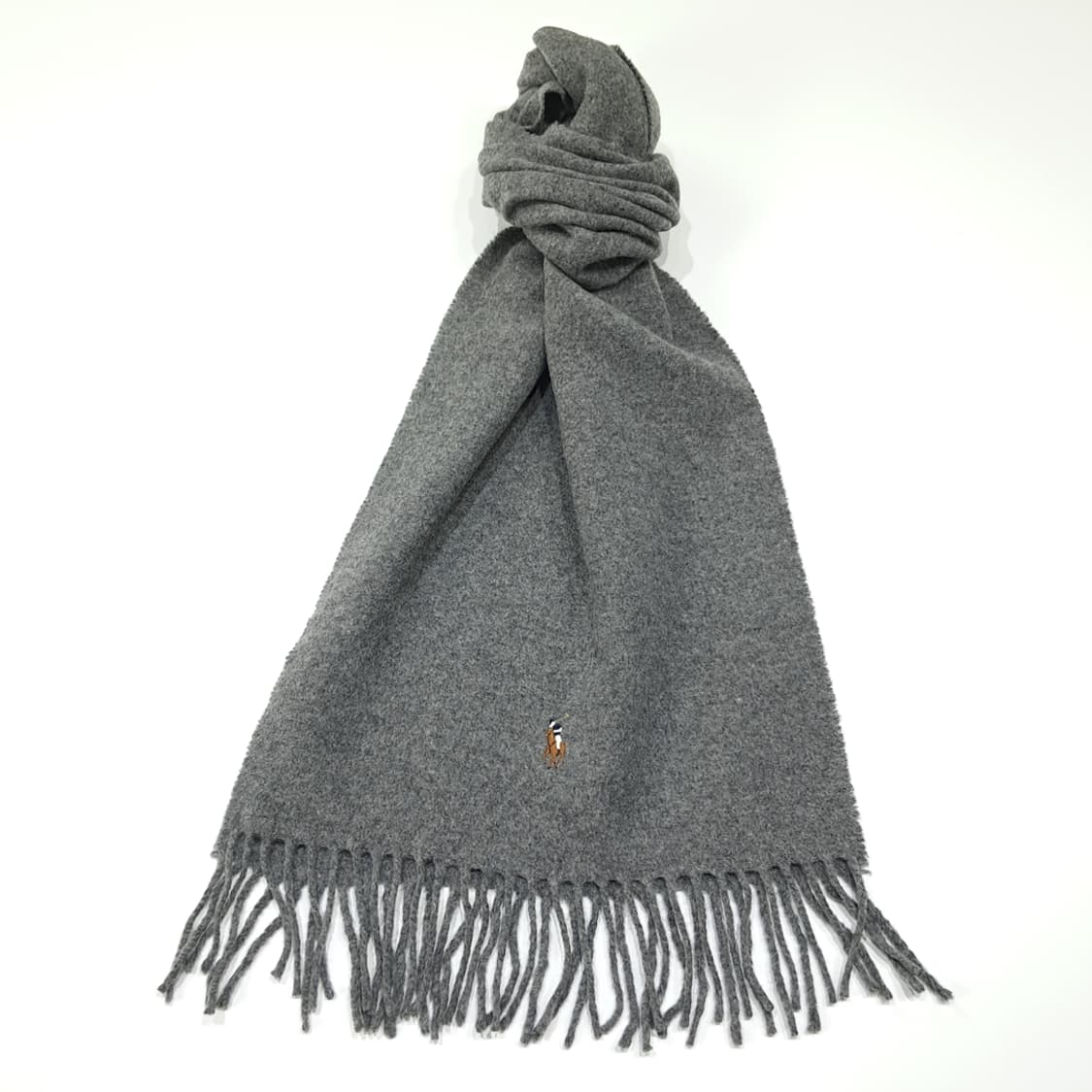 MX397 폴로 랄프 로렌 헤더 그레이 프린지 머플러 상품이미지1