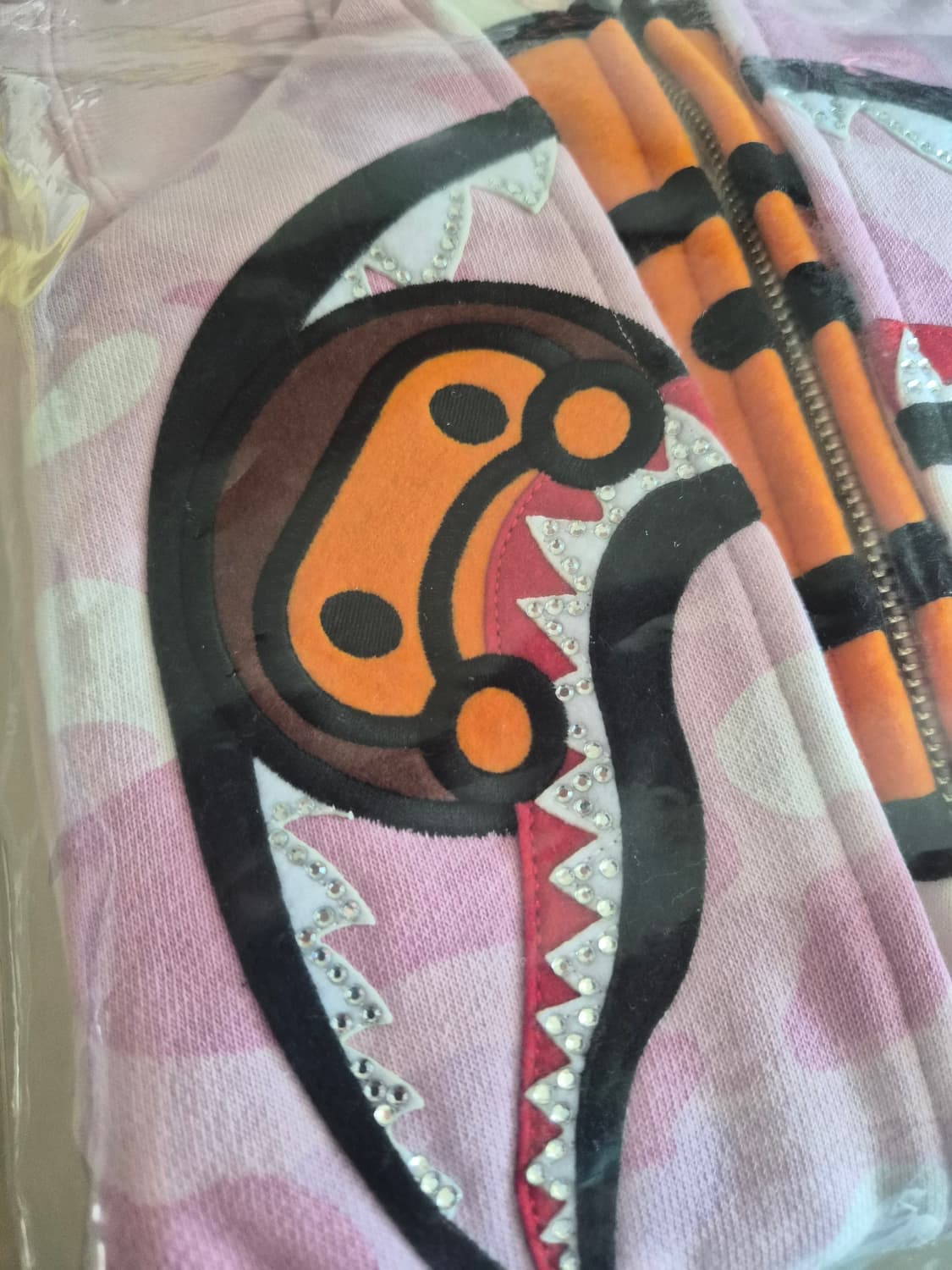 베이프 여성용 M 크리스탈  베이비 마일로 샤크 크롭 풀 집 더블 후 상품이미지9