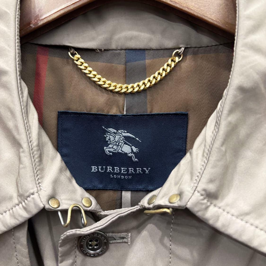 버버리 런던 트렌치 코트 안감 체크 라이닝 소매 허리 벨트 스트랩 브라운 상품이미지6