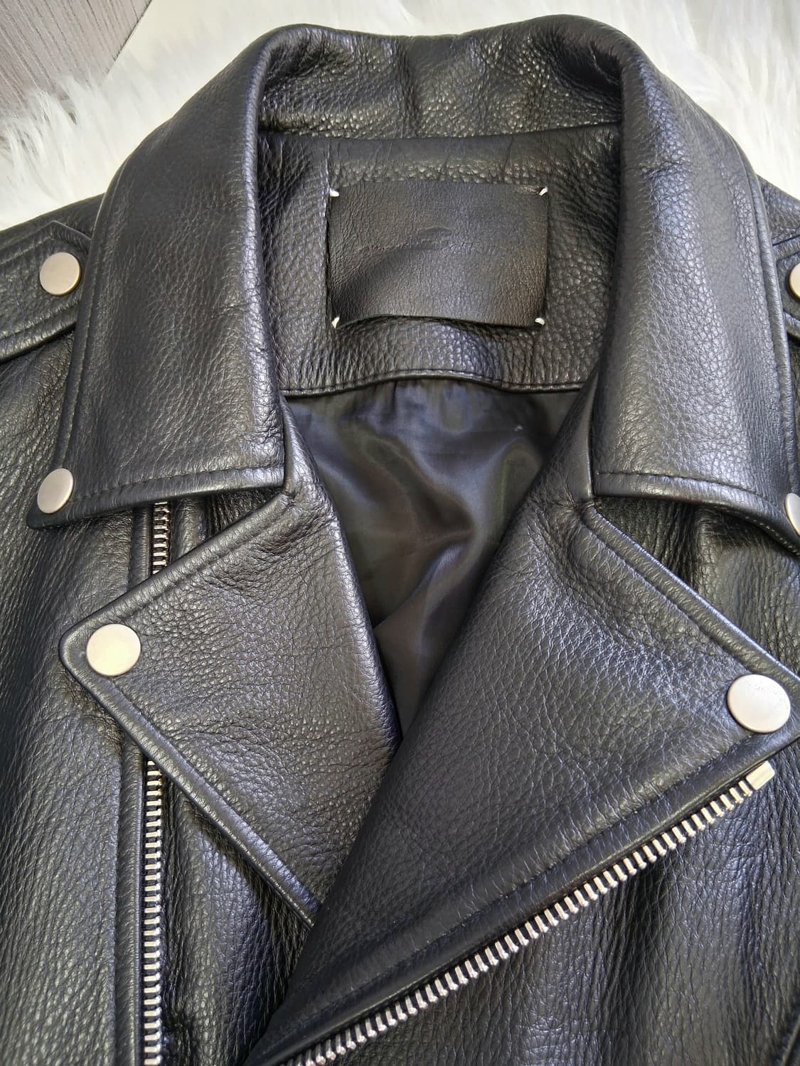 블랙 가죽 라이더 자켓 상품이미지4