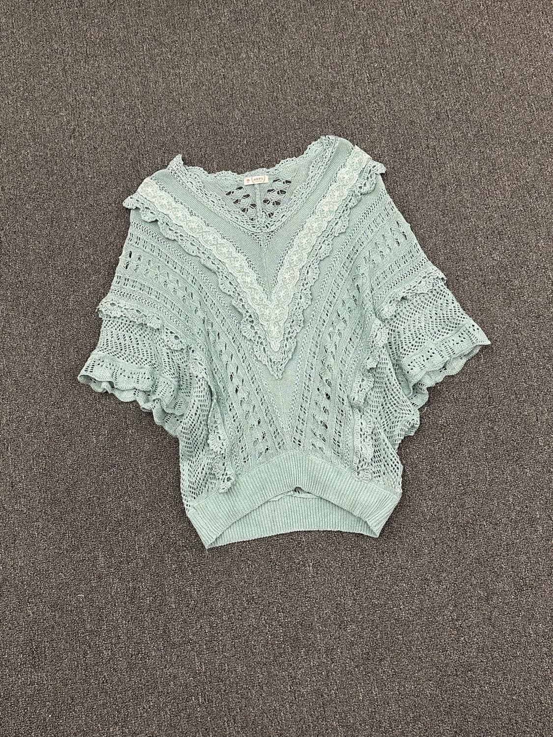 M)Axes Femme vintage 여성 민트 레이스 크로셰 베스트 상품이미지1