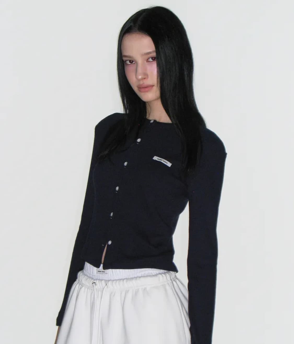 크랭크 니트 스터드 버튼 가디건 네이비 상품이미지1