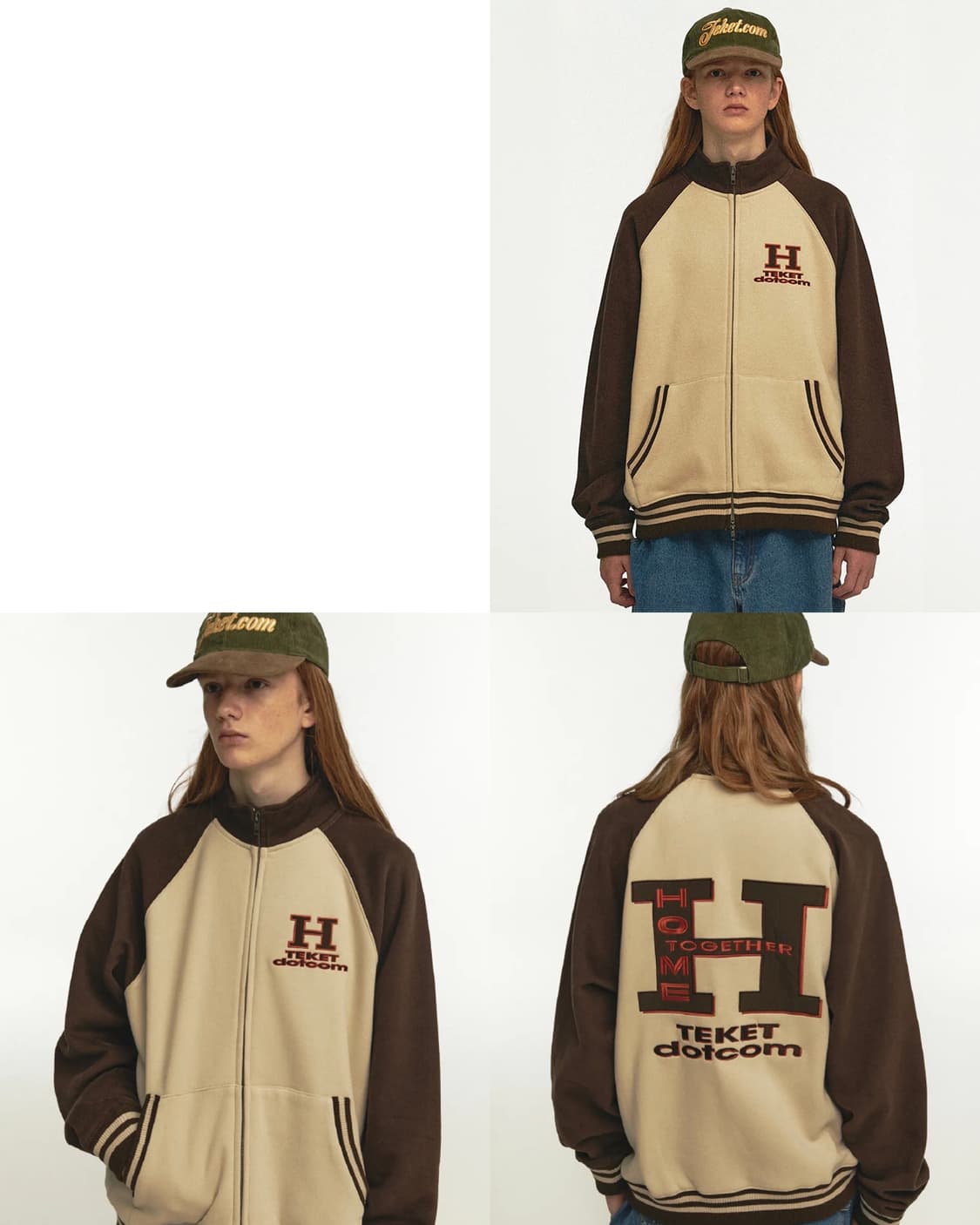 테켓 H 집업 스웻셔츠 자켓 베이지 브라운 L 상품이미지5