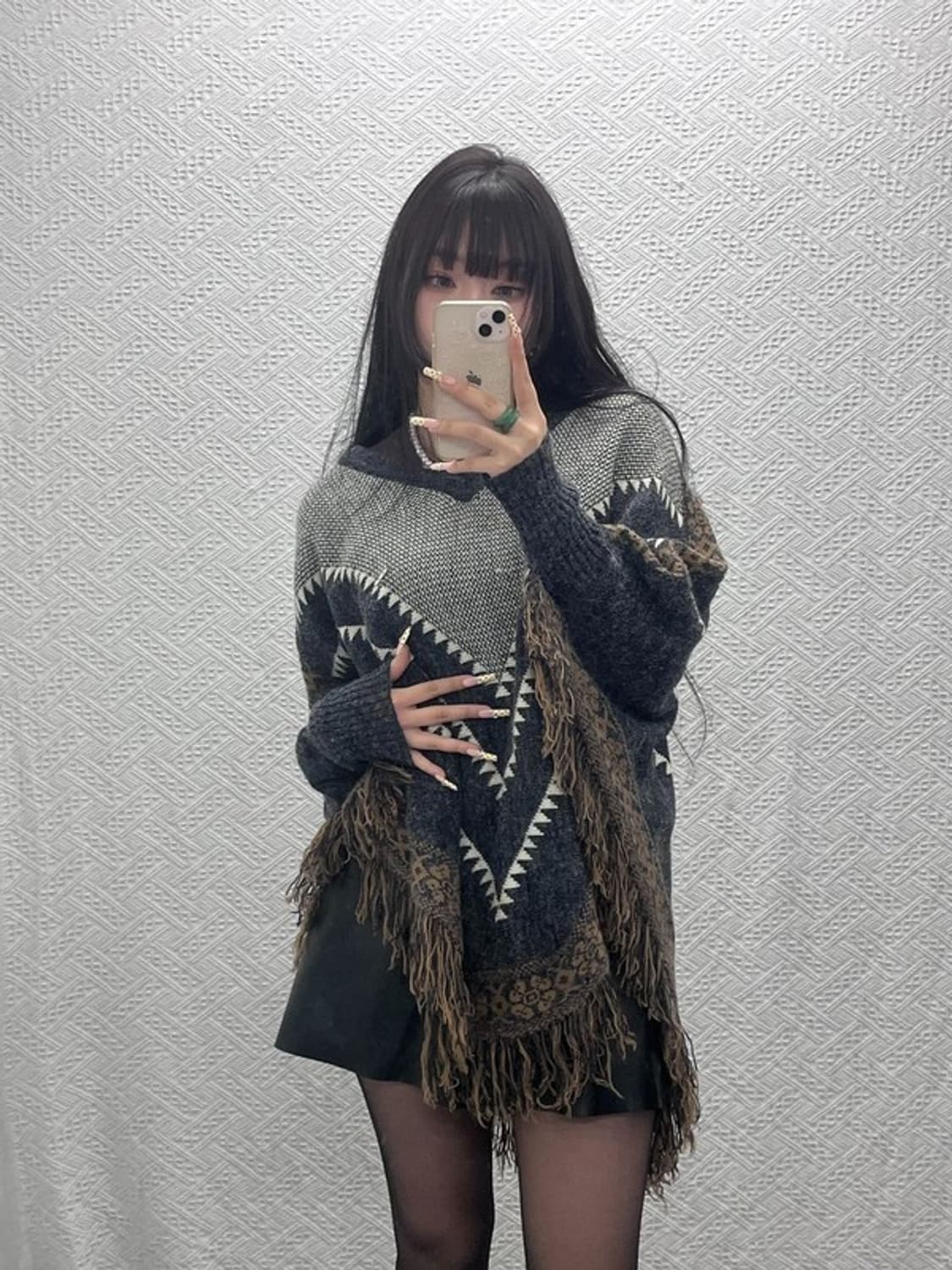 빈티지 히피 보헤미안 뜨개 망토 판초 니트 115 C09809 상품이미지2