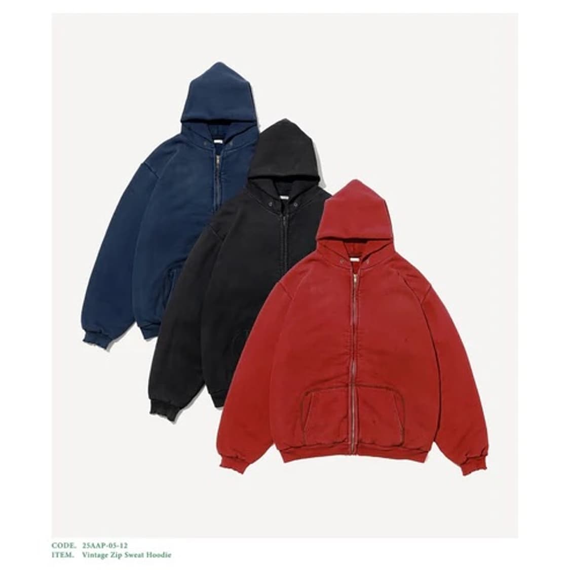 [2]아프레쎄 25aw 빈티지 집업후디 레드 새상품 상품이미지2