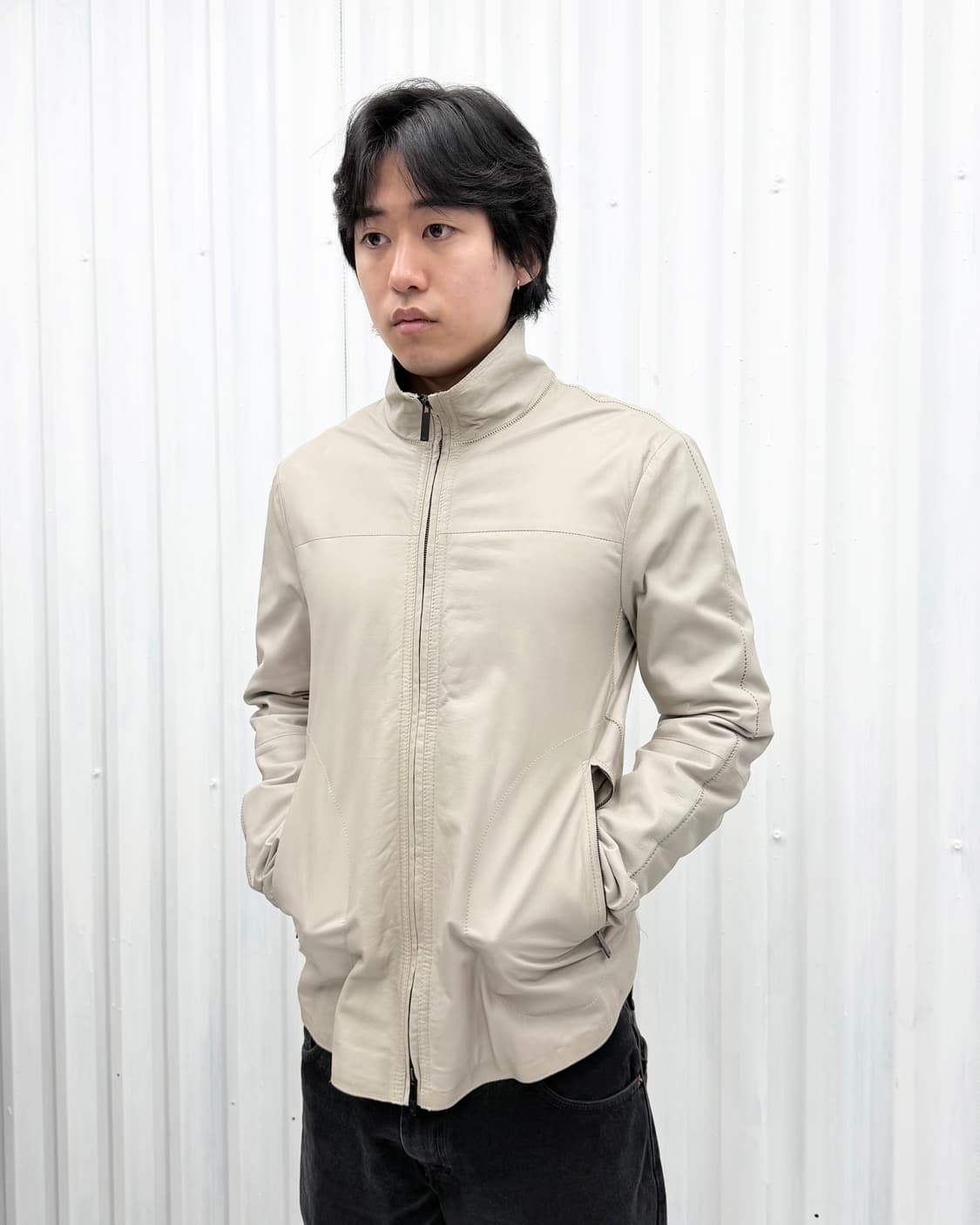 Emporio Armani Lambskin Hybrid Zip JK 상품이미지1