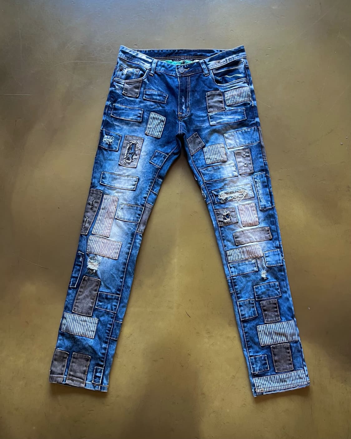 90-00s Crazy Leopard Patch-Work Jeans 상품이미지3