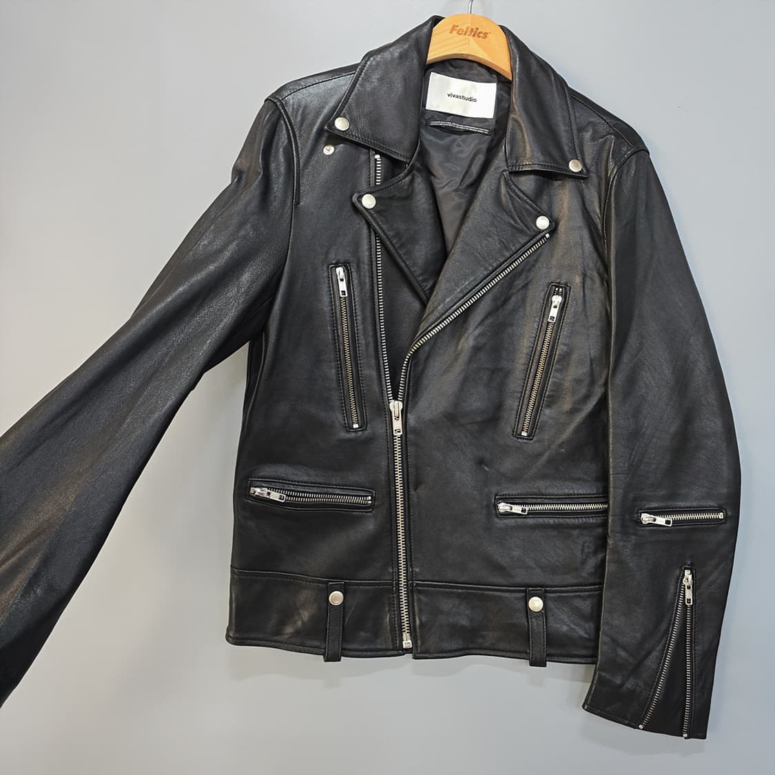 비바스튜디오(vivastudio) 램스킨 라이더 가죽자켓 블랙 S 상품이미지4