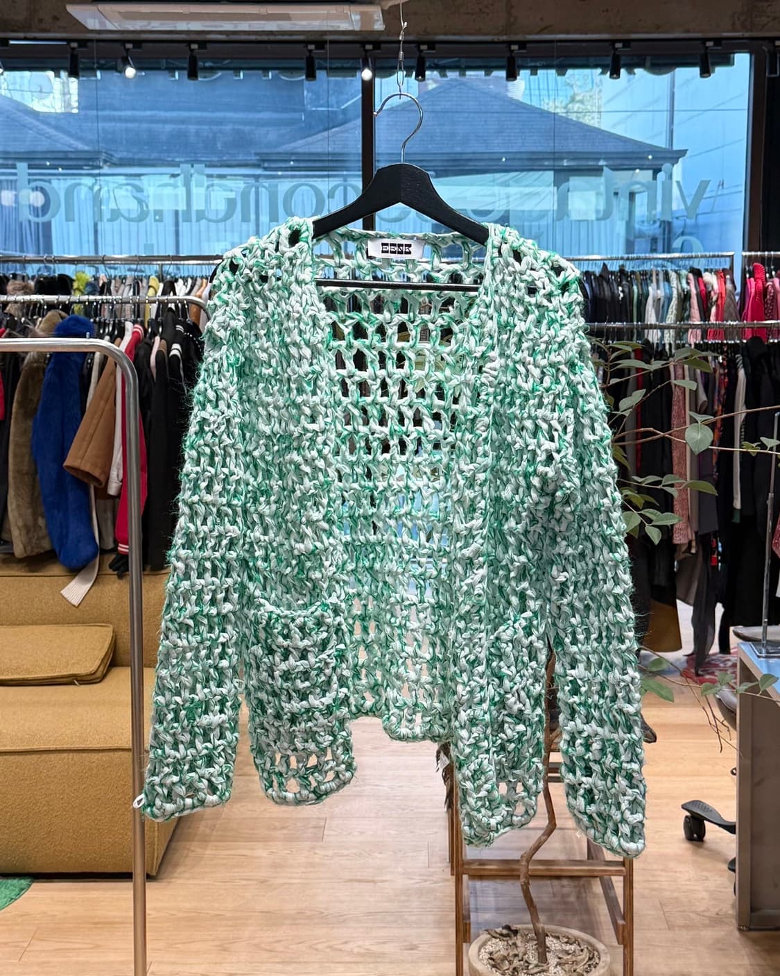 잉크 그린 크로셰 니트 가디건  상품이미지1