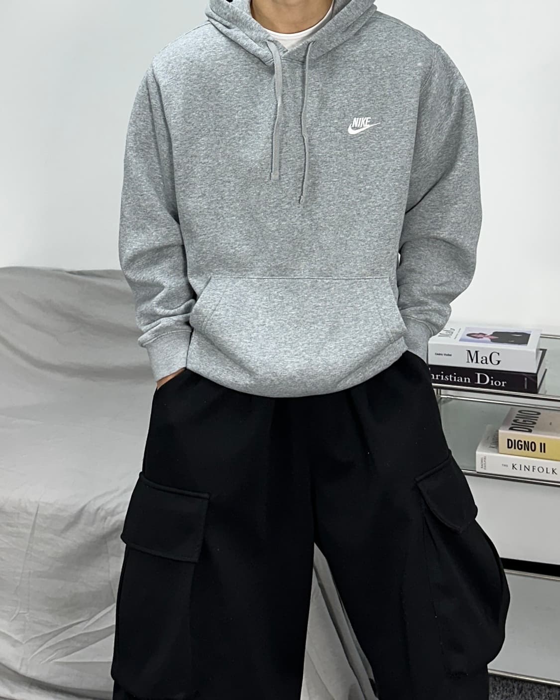 나이키 그레이 스우시 후드티 XL 상품이미지1