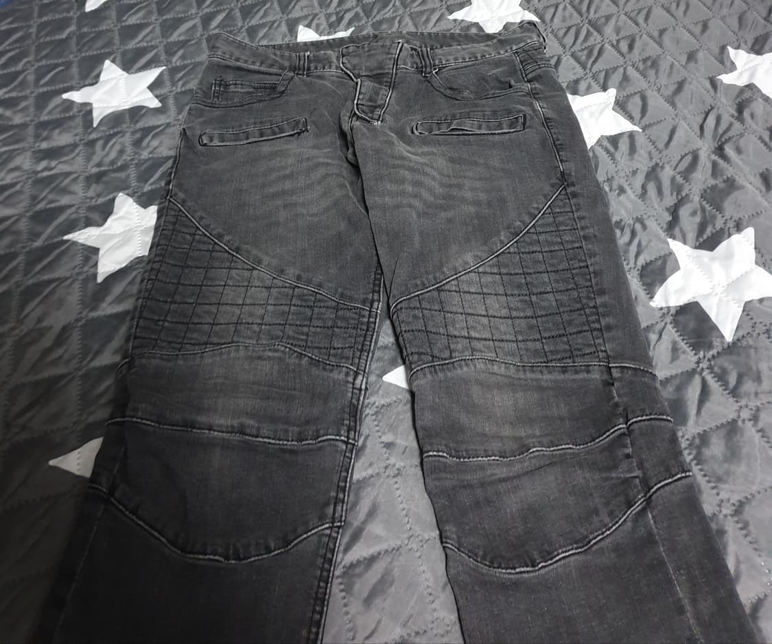 WBD진스 슬림핏 스판 바이크 데님팬츠 흑청 (31~32) 상품이미지2