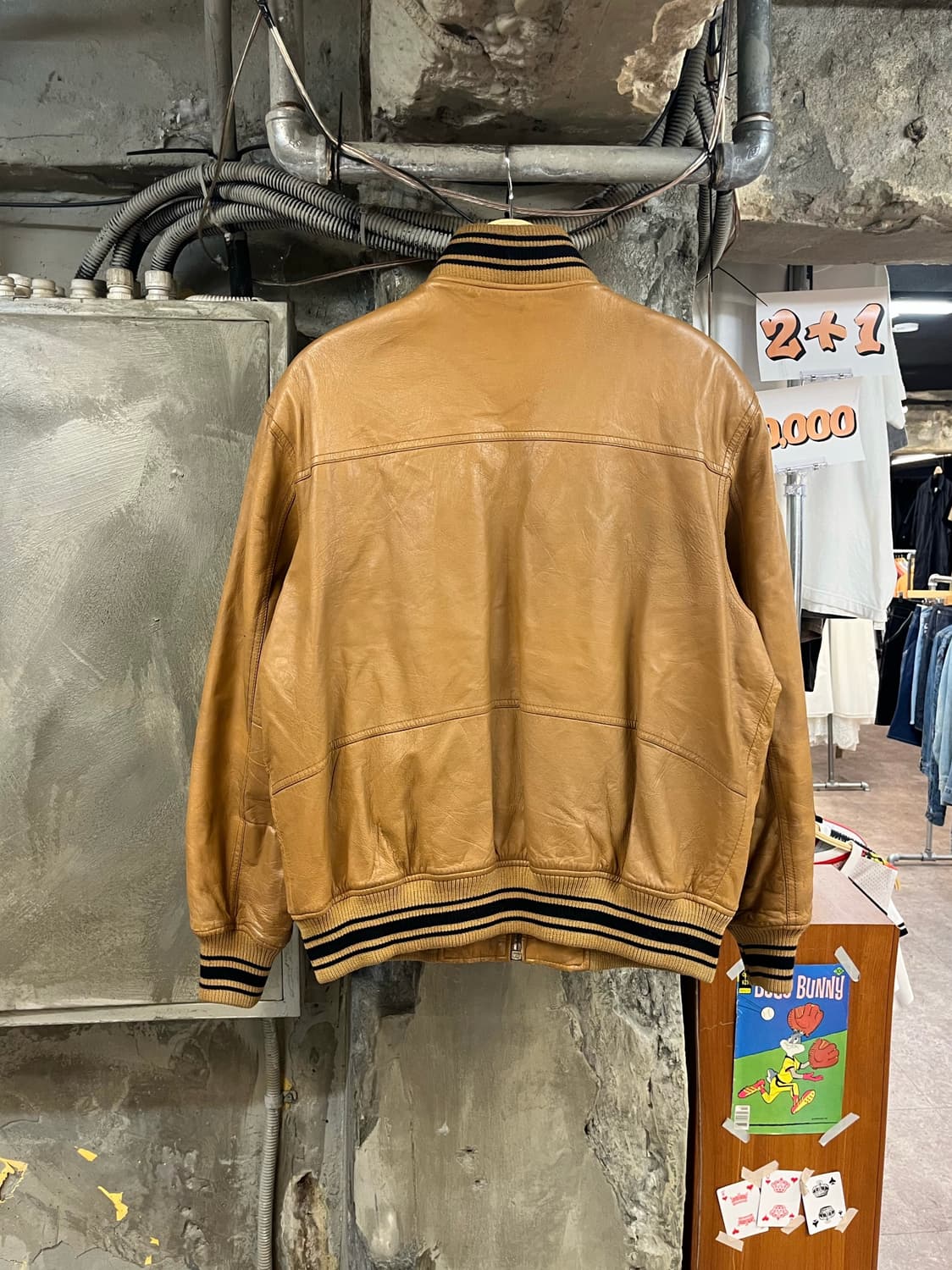 빈티지 양가죽 레더 자켓 카멜 2XL #csz3961 상품이미지2