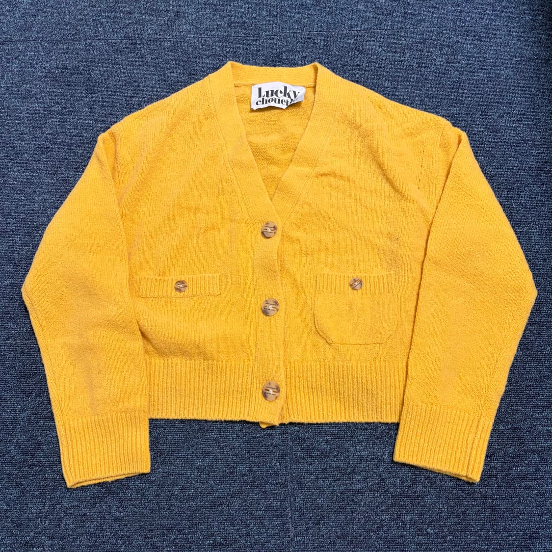럭키 슈에뜨 옐로우 크롭 가디건 상품이미지1