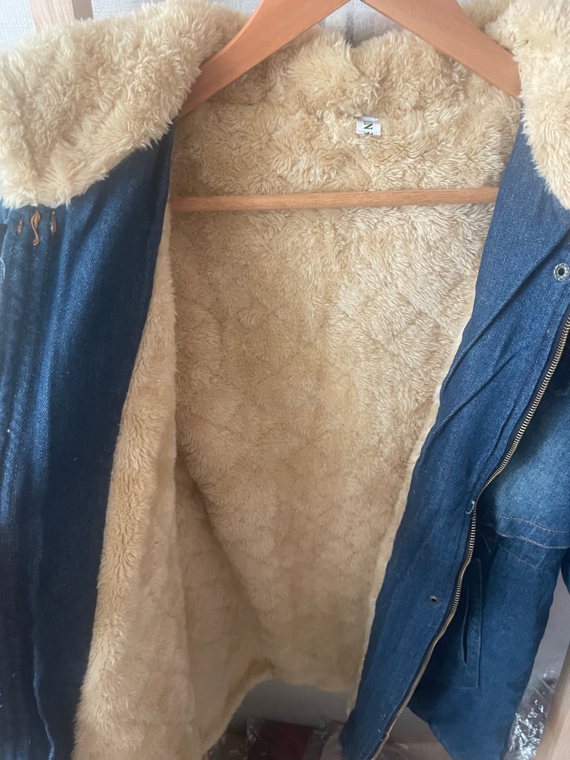 모리걸 빈티지 데님 양털 후드 자켓 💙💛 상품이미지4