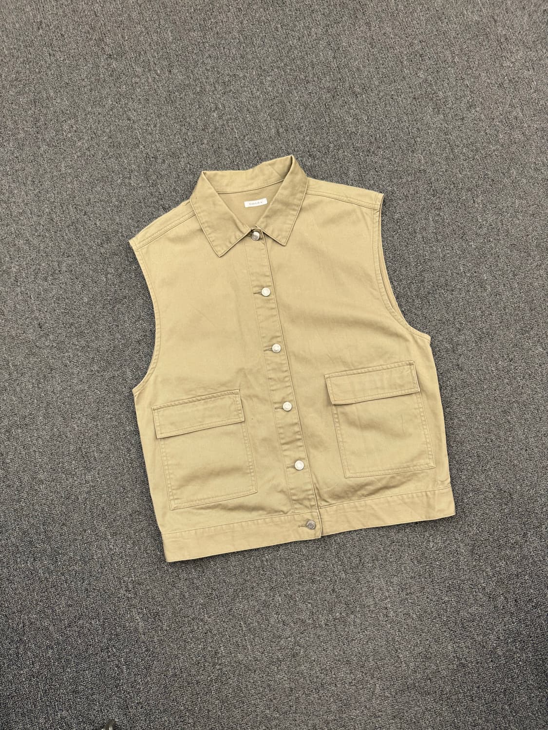M)Colza 빈티지 코튼 베이지 베스트 조끼 상품이미지2