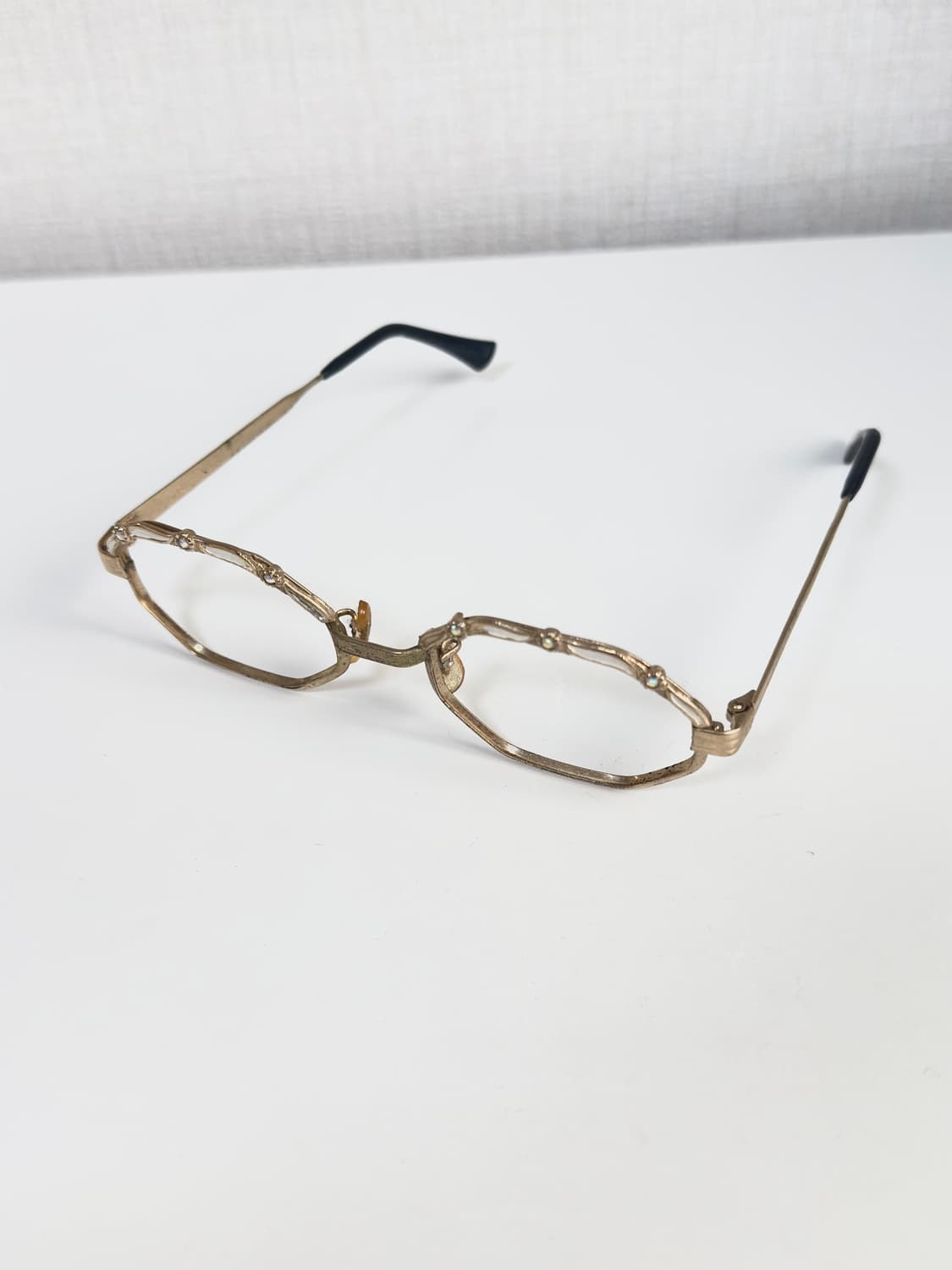 90s USA Allan Josie Gold Trim 옥타곤 안경테 상품이미지4