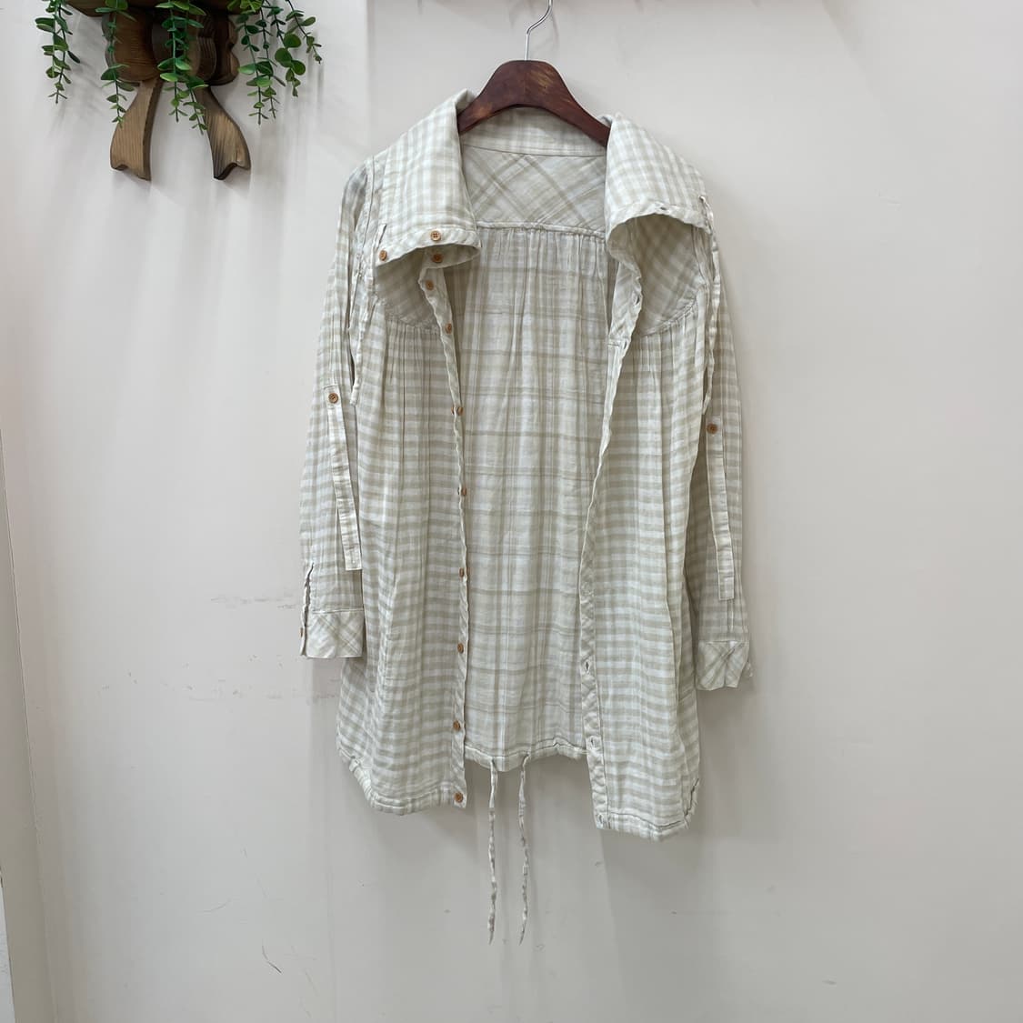 Petit fleur 체크 리버시블 롱 포켓 셔츠 상품이미지8