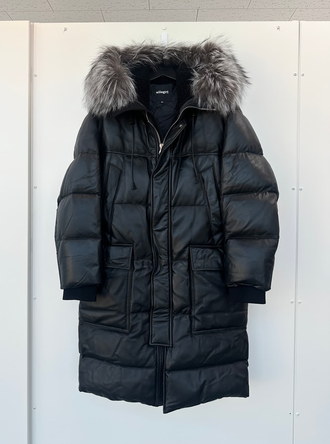 알레그리 천연 양가죽 + 구스다운 롱 패딩 블랙  (50, 민트급) 상품이미지1