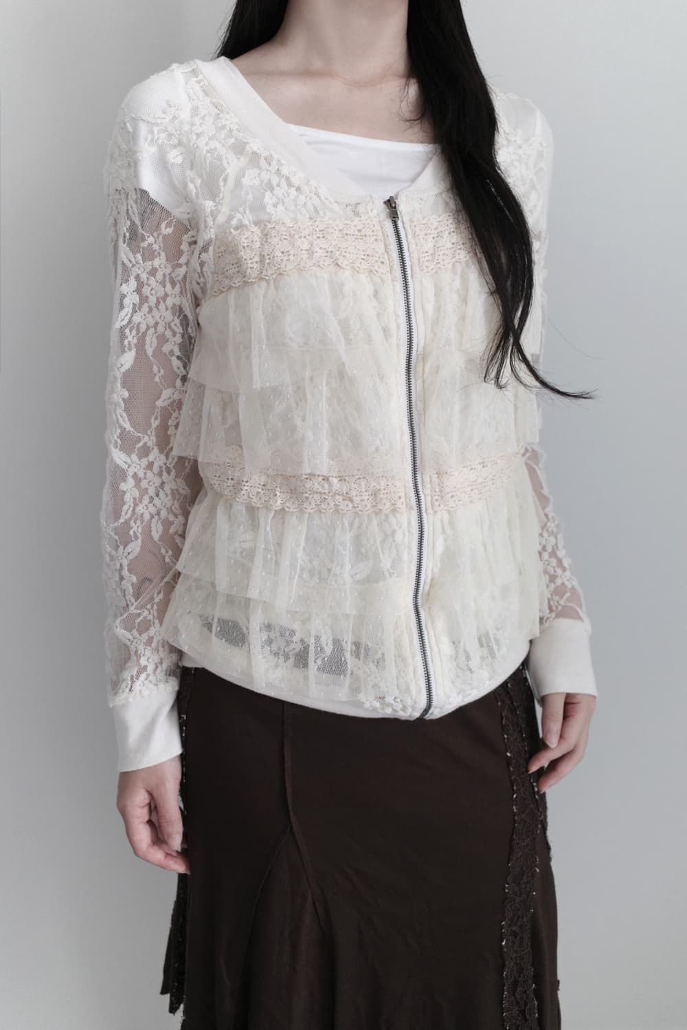 lace see-through zip-up  상품이미지7