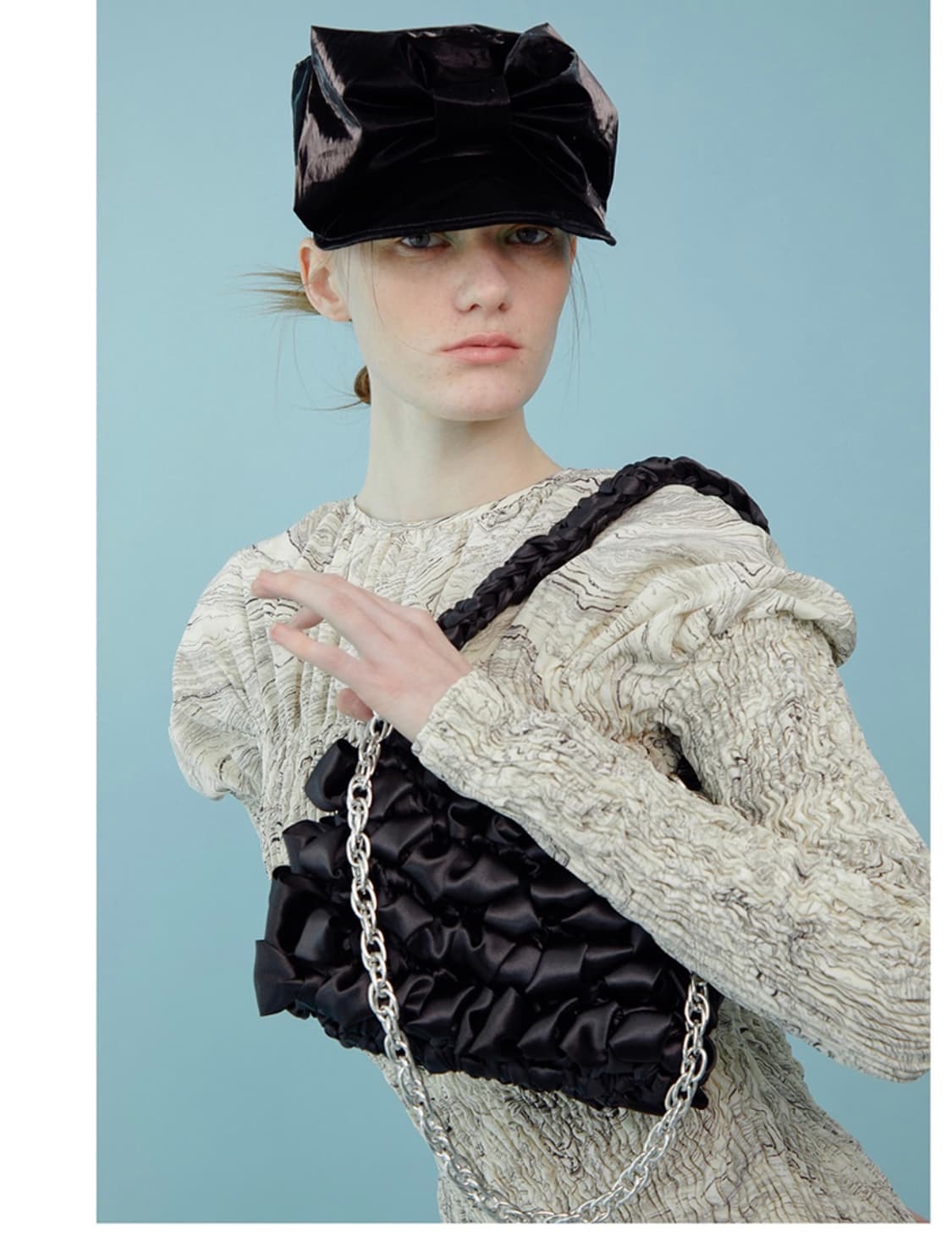 새상품) 어썸니즈 벨보이 캡 리본 블랙 상품이미지2