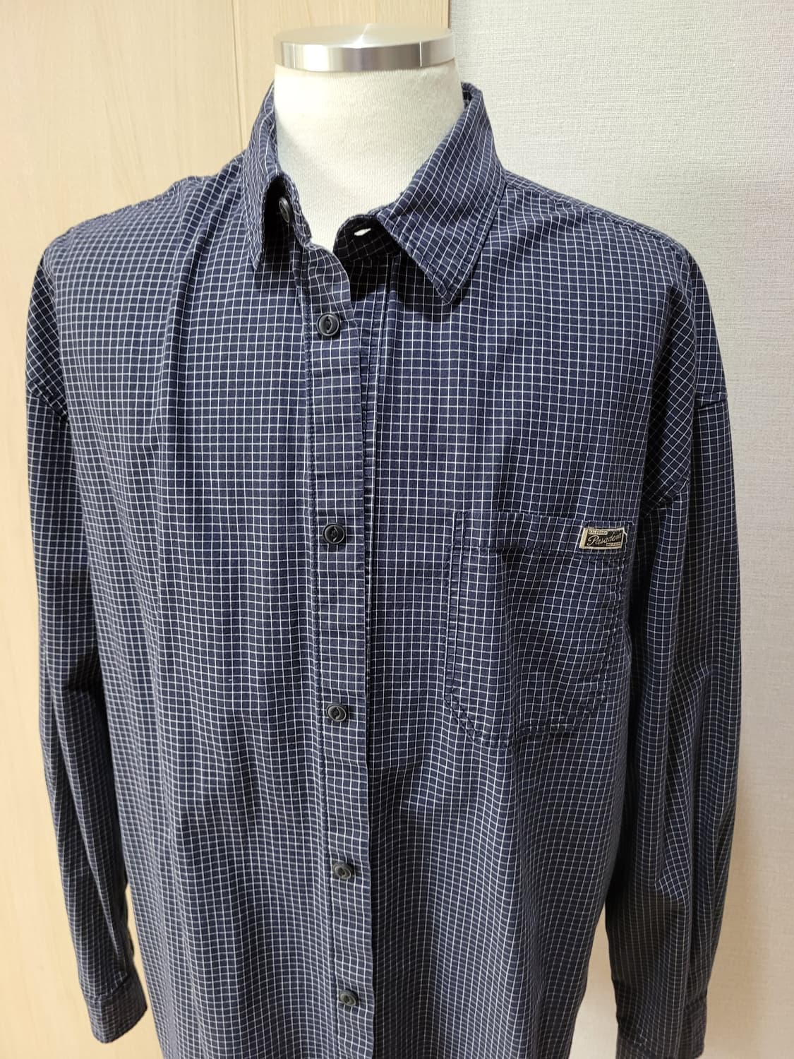 후아유 WHO.A.U 남자 오버핏 체크 셔츠 120 네이비 상품이미지2