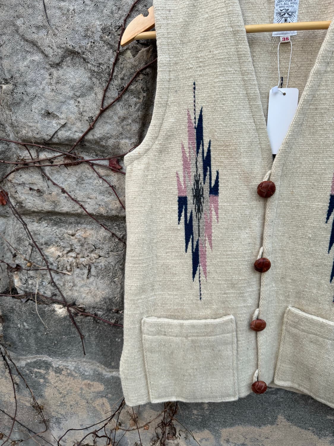 60s ~ 70s 빈티지 핸드 우븐 울 오르테가 치마요 베스트 조끼 상품이미지4