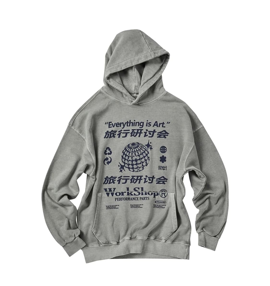 트래블 피그먼트 그레이 후드티 상품이미지1