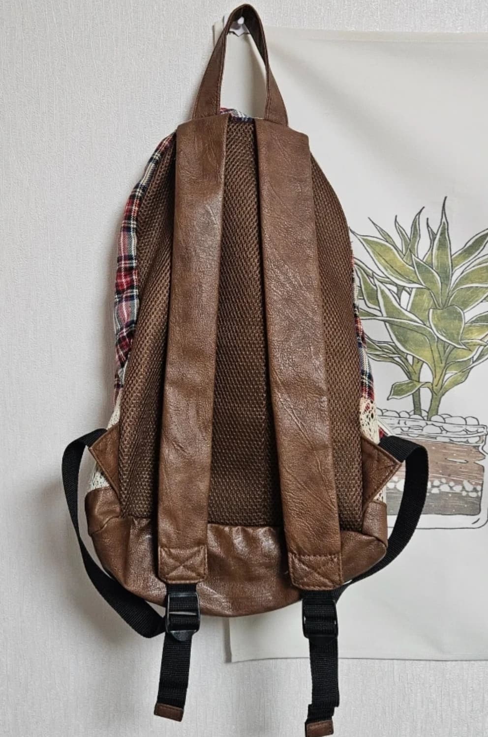 일본 빈티지 체크무늬 백팩/모리걸 상품이미지4