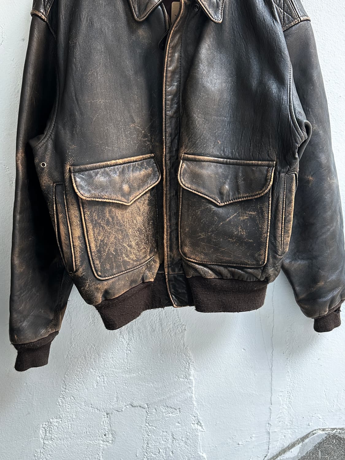 90's USA Made 아비렉스 A2 레더 봄버 자켓 상품이미지7