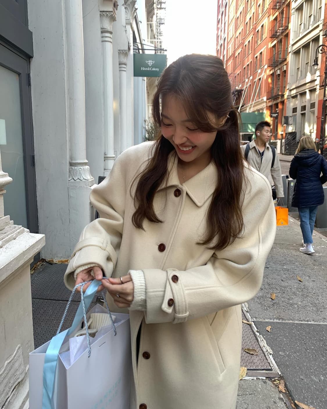 타낫 래글런 캐시미어 롱코트 아이보리 상품이미지1