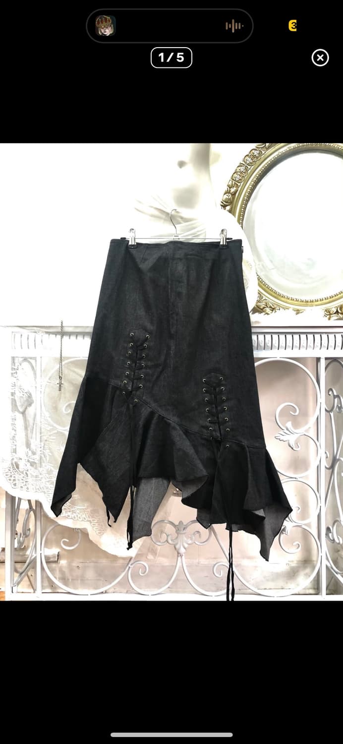 빈티지 아일렛 언발 데님 스커트 펑크 오리엔탈 페어리 코르셋 상품이미지1