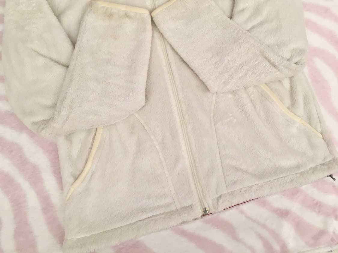 노스페이스 화이트 퍼 후드집업 후리스 러힙 갸루 스포티 상품이미지5