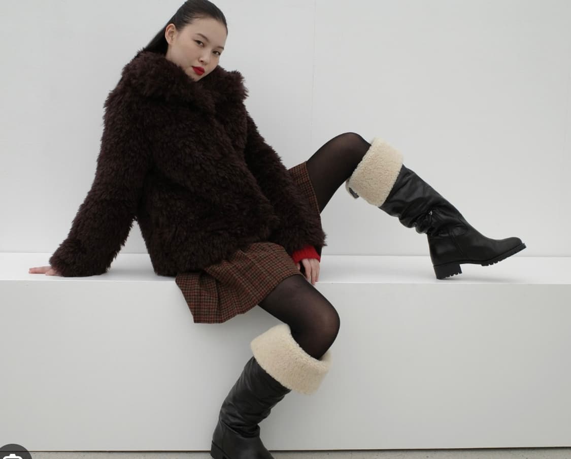 포니테일 퍼자켓 브라운 Shaggy Faux Fur Jacket 상품이미지2