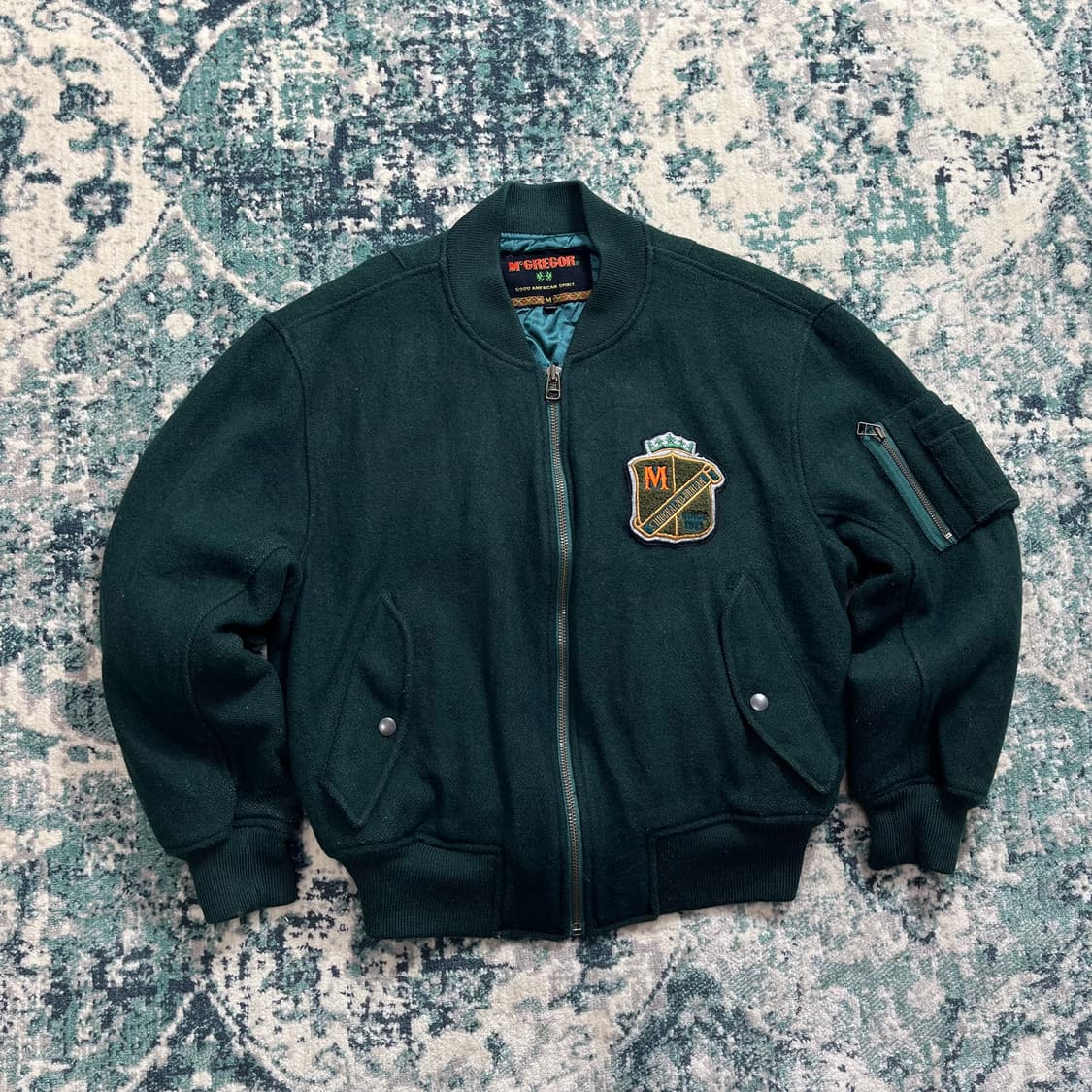 90s Mc Gregor 맥그리거 울 봄버 바시티 집업 자켓(M) 상품이미지3